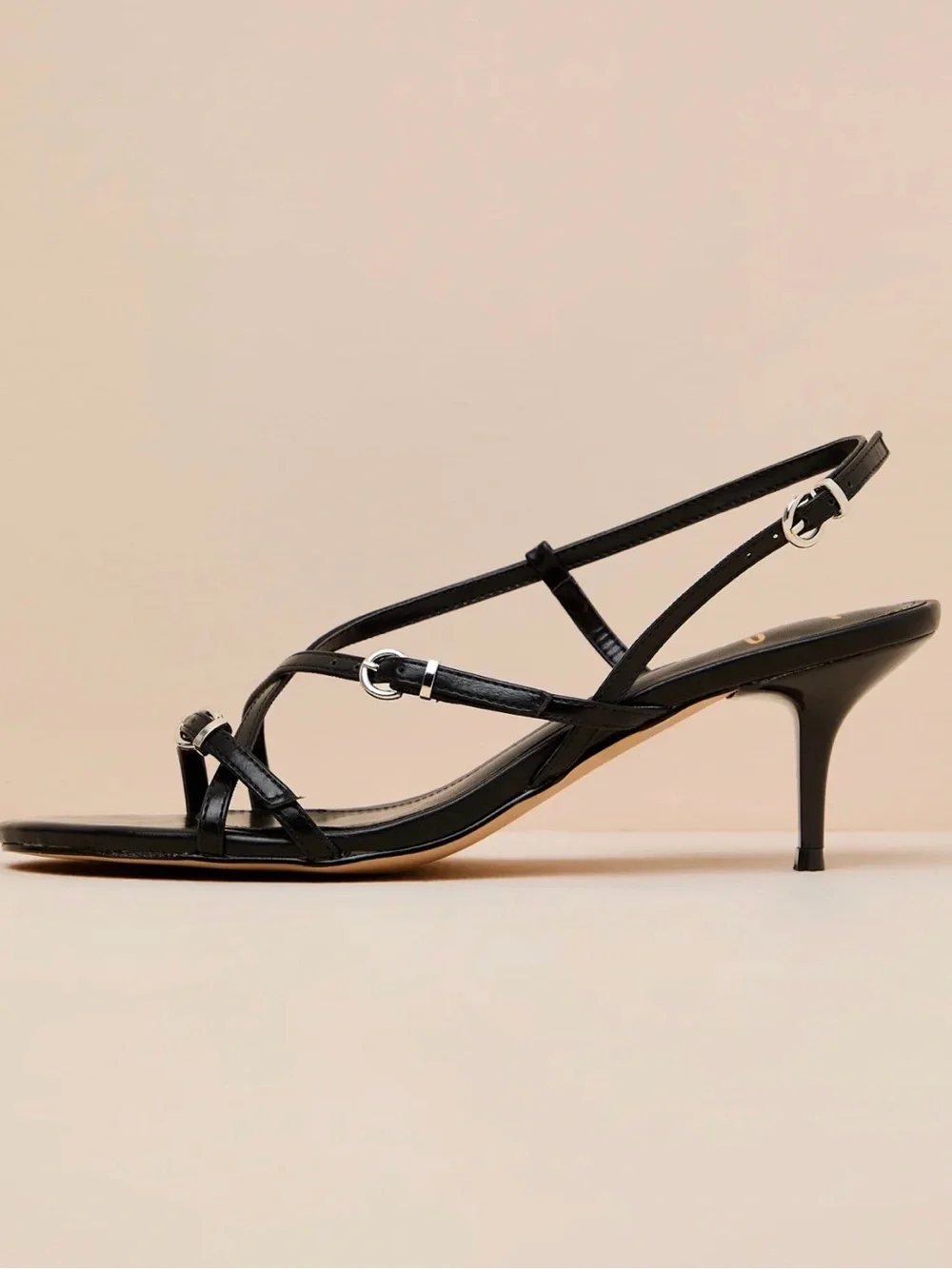 Lulus - Black Strappy Kitten Heel Sandals, size 5.5, NWT (w/ box)